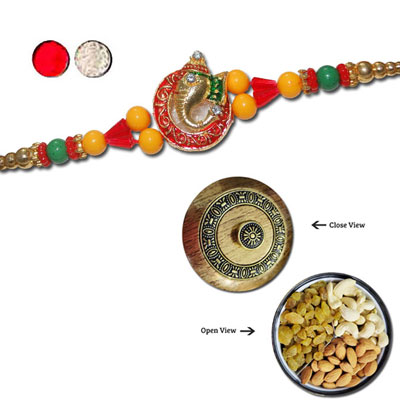 "Rakhi - ZR-5570 A (Single Rakhi), Dry Fruit Box - Code DFB1000 - Click here to View more details about this Product